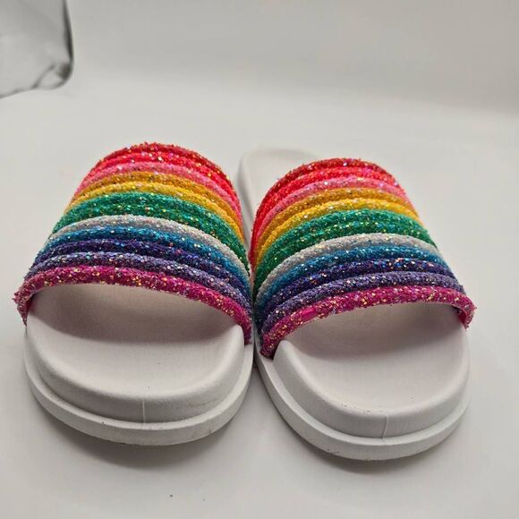 Lola & The Boys Rainbow Slides Size 36 US 5 Glitter Sandals - Picture 3 of 8